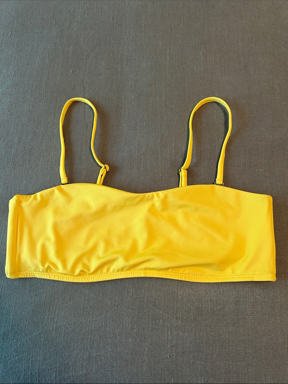 Andie Yellow Bandeau Bikini Top w/ removable straps- Large